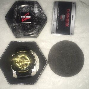 G Shock Watch Unisex Black & Gold Model #GA-110CB NWT NEW Mens